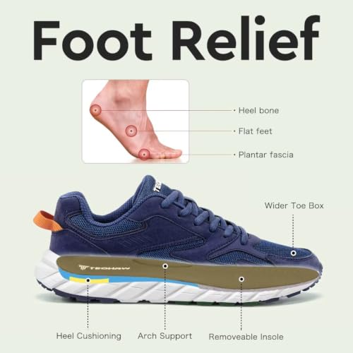 Image of Men's Extra Wide Walking Sneakers Wide Toe Box Orthopedic Shoes with Arch Support for Flat Feet & Foot Pain Relief