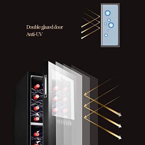 24 Flaschenkühler/Getränkekühler, unabhängige zweischichtige Temperaturregelung für Rot, Weiß, Champagner oder G-Vin - Schwarz, geräuscharm