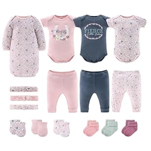 The Peanutshell Baby Layette Gift Set for Girls – 16 Piece New Born Girl Gift Set, Baby Clothes, 0-9 Months – Prairie Flora