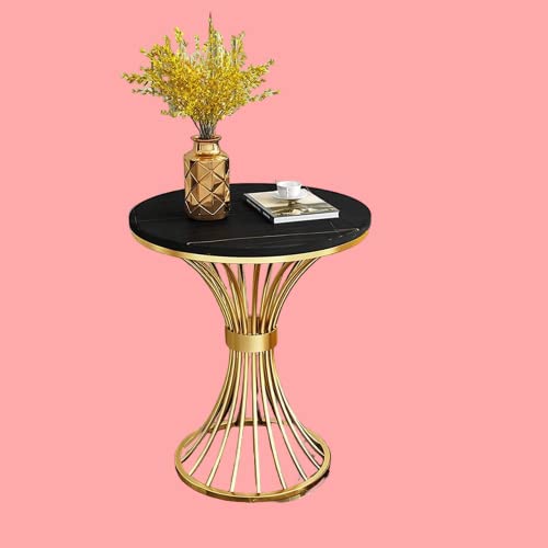 Image of Round Coffee Table Side Table Modern Home Decor Tea End Table for Living Room Bedroom and Balcony (Golden & Black)