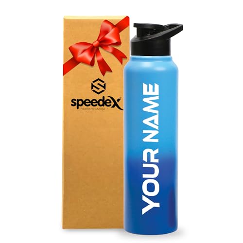 Speedex Stainless Steel Custom Dual Blue Water Bottle 1 Ltr with Sipper Cap – Leak-Proof, Lightweight, Durable | For Kids, Adults, Office, School, and Travel Use (1000 ml)