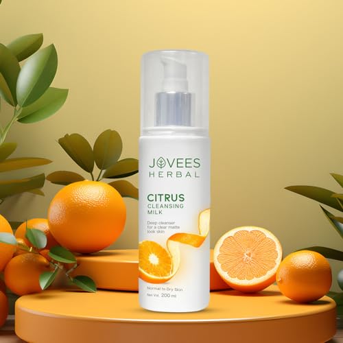 Image of Jovees Herbal Citrus Cleansing Milk For soft, Clean & Healthy skin with Lemon Peel, Almond & Coconut Oil | Gentler Cleanser For Make-up and Dirt Keeps your skin toned | For Normal to Dry Skin- 200ml