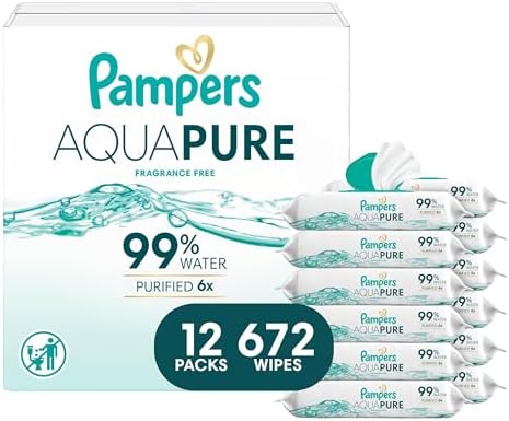 Pampers Aqua Pure Baby Wipes, 99% Water, Fragrance Free, 672 Baby...