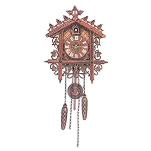 Cuckoo Clock, Retro Wooden Cuckoo Birdhouse Antique Wall Clock Forest Clock Home Decor Vintage Chalet Design(No Battery) (Type D)