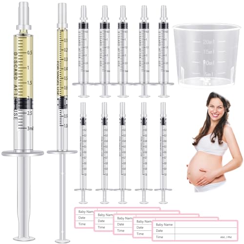 Image of Trelaco Colostrum Collector Kit Include Sterile Sealed Breast Milk Syringes with Caps No Needle Colostrum Syringes Stickers 1 Measuring Cup Harvesting Collection for Breastmilk(50 Sets,3 Ml,1 ml)