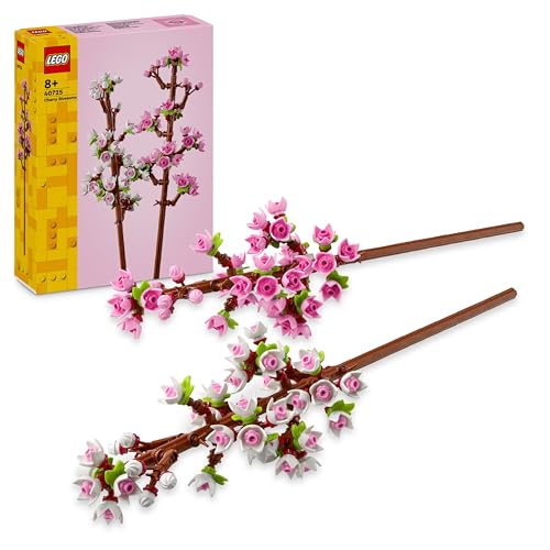 LEGO Creator Flores de Cerezo, Flores Artificiales de Decoración para Habitación y Accesorio para Escritorio, Ramo de Flores para Exponer, Regalo de San Valentín para Niños de 8 Años o Más 40725