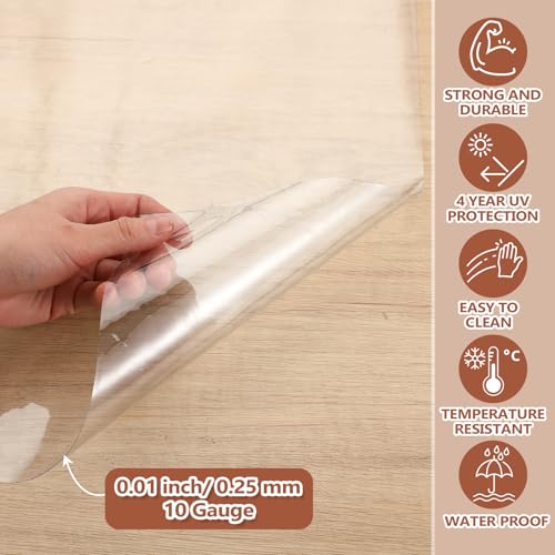 Joyfolk 54 Inch x 15 ft Clear Vinyl Roll Sheet 10 Gauge Clear Plastic Roll Marine Vinyls Crystal Transparent Vinyl Sheeting for Window Boats Table Covering Greenhouse DIY Crafts Making Protective Film by Joyfolk - Used condition - Image 3