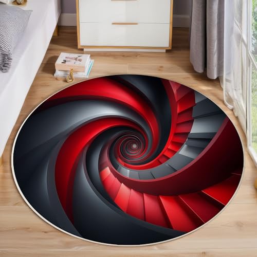 Tapis géométrique rouge 3D avec base antidérapante de 60cm - 4