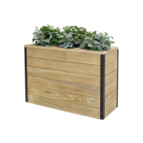 Hortalia Nidum Jardinera de Madera tratada con Sistema de autorriego – Capacidad 48 L – Interior y Exterior (86x34x60)