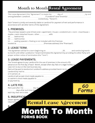 Rental Lease Agreement Month To Month Forms Book: Property Contract Between Landlord and Tenant