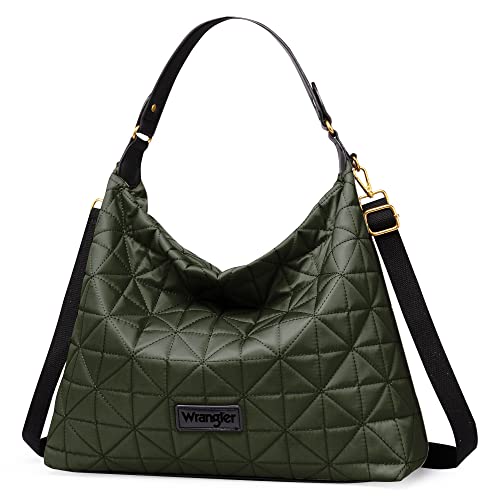 Montana West Wrangler Large Quilted Hobo Crossbody Bag for Women Shoulder Tote Purse WG39-918 GN