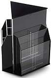 Countertop Literature Holder, Black Acrylic Construction with Clear Front Pockets – Leaflet Rack Rotates 360 Degrees for Access to 12 Pockets