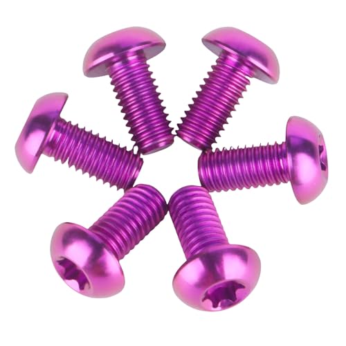 Image of 6PCS Titanium Bike Screw M5x10mm Bicycle Disc Brakes Rotor Bolts Torx T25 Head (Purple)