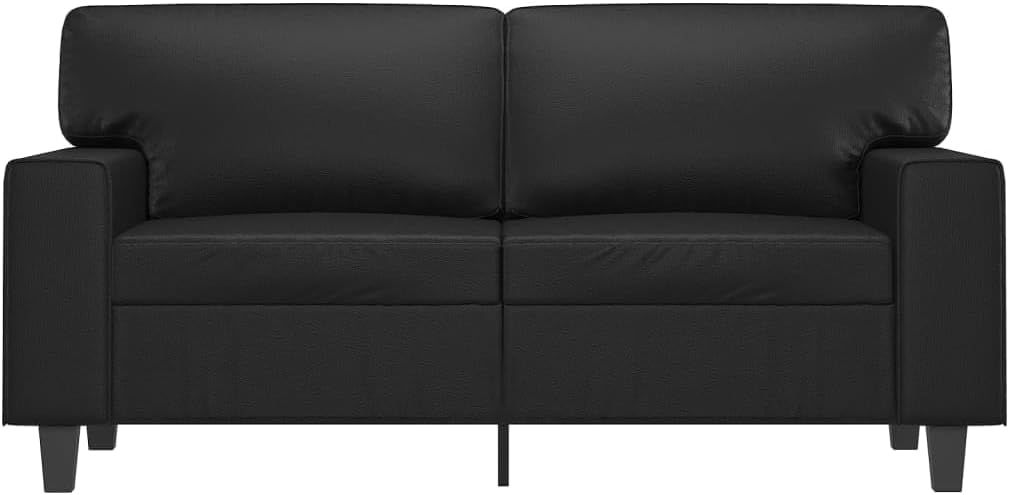 2-Seater Sofa Black Faux Leather 2-Seater Durable 2-Seater Sofa Living Room Furniture