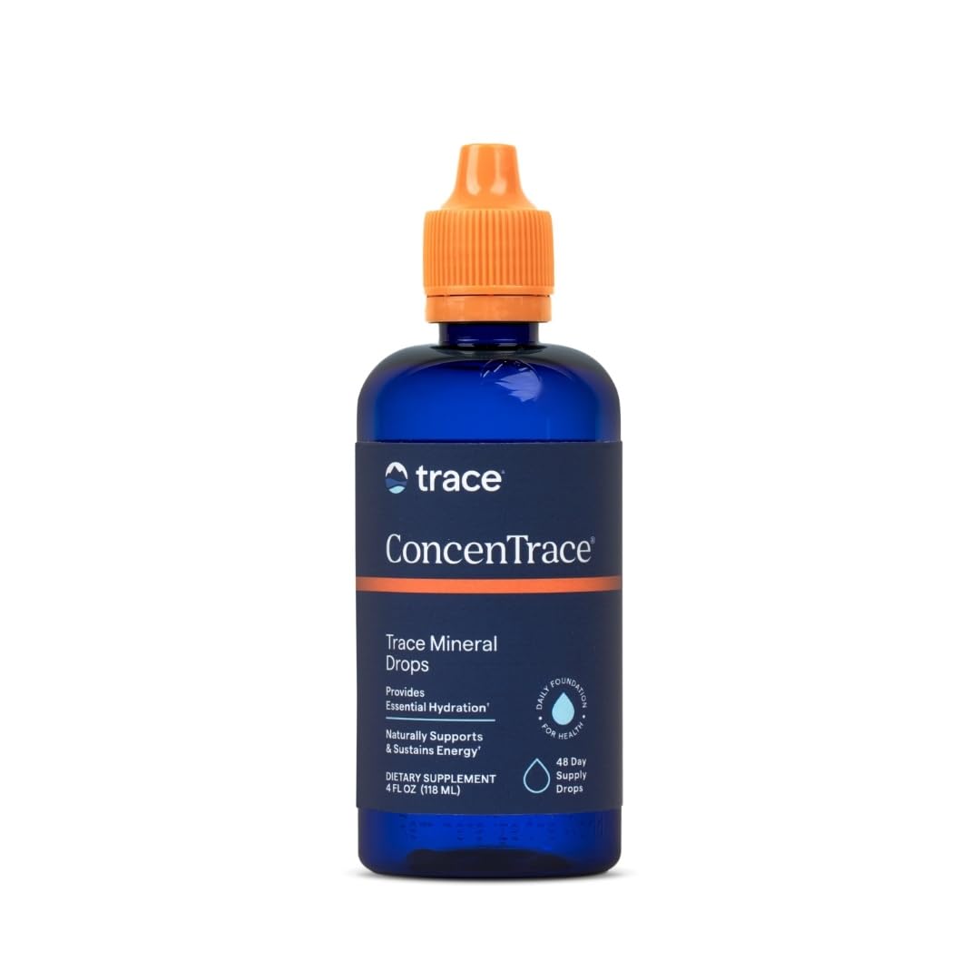 Trace Minerals ConcenTrace Trace Mineral Drops - Liquid Supplement for Bone & Joint Support - Aids Hydration & Electrolyte Restoration - Unflavored-Original, 4 fl oz (48 Servings)