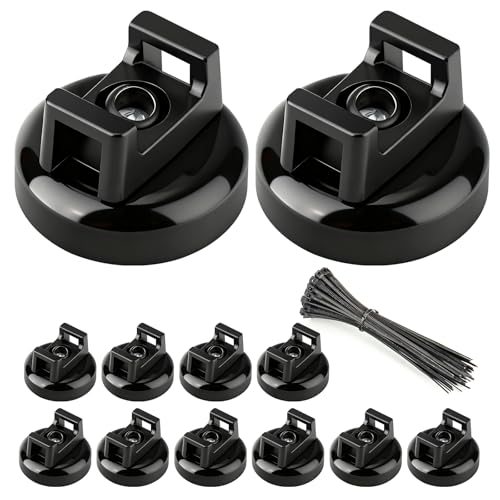 GAGIRA 12Pcs Cable Ties Magnetic, Multipurpose Magnetic Wire Clip, Cable Wire Base with 60Pcs Releasable Cable Ties (16 x 11mm)