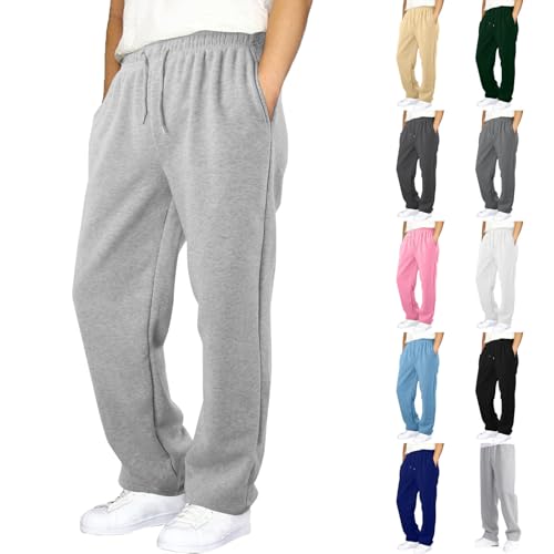 Baggy Sweatpants for Teen Boys Straight Leg Open Bottom Casual Sweat Pants Elastic Waist Athletic Joggers with Pocket