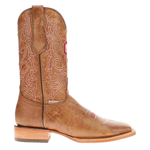Vaccari Men's Luke Genuine Leather NCAA League Embroidery Broad Square Toe Cowboy Boots3