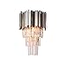 Shiny Nickel Metal Frame Wall Sconce with Crystal Accents