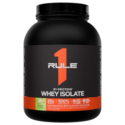 Image of Rule 1 Proteins R1 Protein Whey Isolate, Pistachio Ice Cream, 45 Servings | 25g of Protein from Whey Isolates and Hydrolysate isolates for Workout Recovery and anytime use