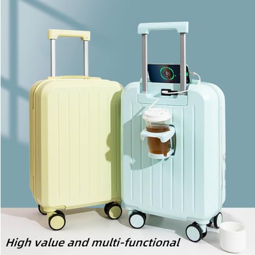 Luggage USB Charging Port Carry on Luggage Spinner Hardshell Lightweight Suitcase with Wheels Cupholder Hook Women Men Business Trip Travel School (1, Yellow, 24-Inch)2