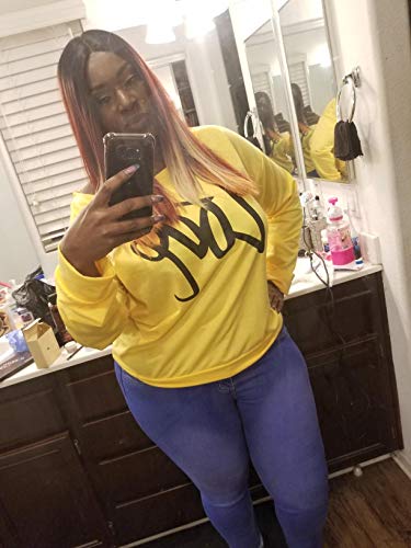 Womens Plus Size Off Shoulder Tops Oversized Crewneck Sweatshirts Slouchy Casual Pullover XX-Large Yellow