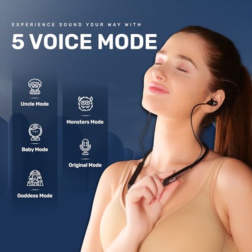 Image of Voods V Collar Ultra Voice Changer & Active Plus Neckband Combo, 130H Standby Time, Magnetic On /Off Buds with Vibration Alert, Dual Pairing, Fast Charging, IPX6 (Red & Black)