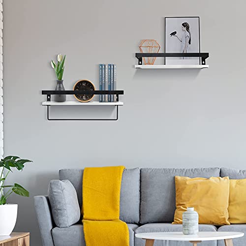 Cheeorry Bathroom Floating Shelves For Wall, White Wall Storage Shelves With Towel Bar, Bathroom Shelf Over Toilet Storage Shelving Wall Mounted For Kitchen, Bathroom,Laundry Room Set Of 2 #TOP4