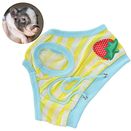 Image of Washable Pet Diapers Size S for Small Pigs Dogs, Adjustable Reusable Physiological Pants with Strawberry Pattern, Leak Proof Sanitary Underwear for Female Pet in Heat or Incontinen