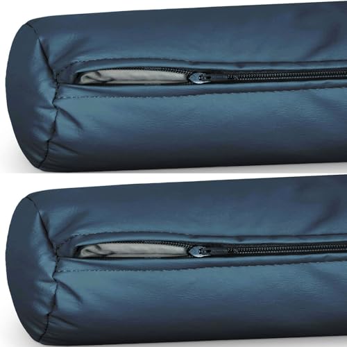 2PCS Outdoor Neck Roll Pillow Cover Waterproof Case Only - Cervical Pillow Covers with Zipper Cylinder Soft Bolster Pillow Cases