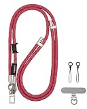 [VANAHOTZ] 多用途 スマホストラップ 携帯ストラップ 首掛け・斜め掛け対応 スマホショルダーストラップ タグパッチ 長さ調節可能 iPhone/Android 対応 全機種対応 肩掛け 落下防止 アウトドア・紛失防止 (赤)