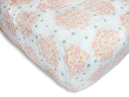 Image of SwaddleDesigns Softest Cotton Muslin Fitted Crib Sheet, Toddler Sheet for Boys & Girls, Fits Standard Crib Mattress (28 x 52 inches), Pink Heavenly Floral