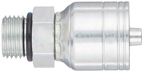 Image of Aeroquip 1AA6MB4 Carbon Steel Global TTC (Thru the Cover) Crimp Hose Fitting Male Boss O-Ring, Straight, 1 /4 inch Hose ID, 9 /16 inch - 18 Thread