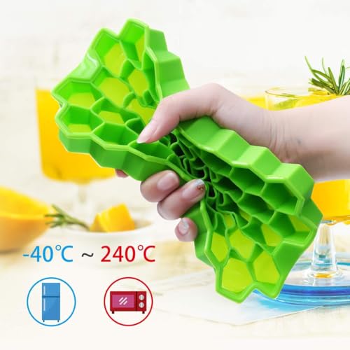 Image of Honeycomb Silicone Ice Cube Tray Flexible Easy Release Ice Mold, 37 Grid Hexagon Ice Maker, BPA Free Food Grade Tray for Whiskey, Cocktails, Juice Freezing. (Random Color)