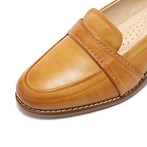 Image of Mona flying Women's Leather Dress Penny Loafers Slip On Flats Office Shoes