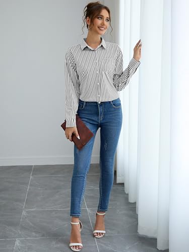 Image of Soft Wrinkle-Free Button Down Stretch Shirts for Women, Breathable Moisture-Wicking Casual Work Dress Tops
