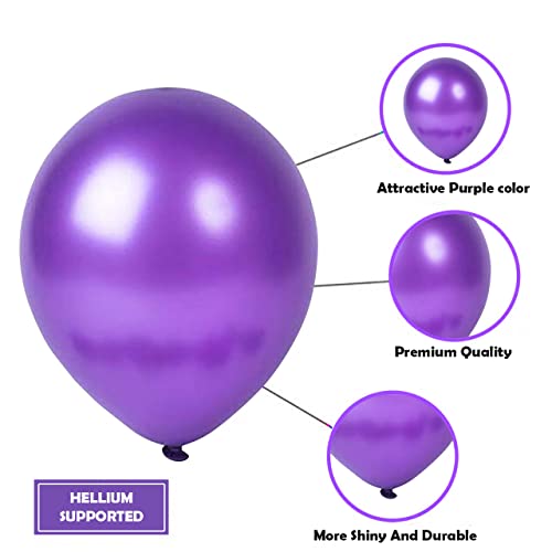 Image of Party Propz Purple Balloons For Birthday Decoration - Set of 50 Pcs Purple Balloons For Decoration | purple theme birthday decorations | Metallic Balloons for Decoration (Latex)