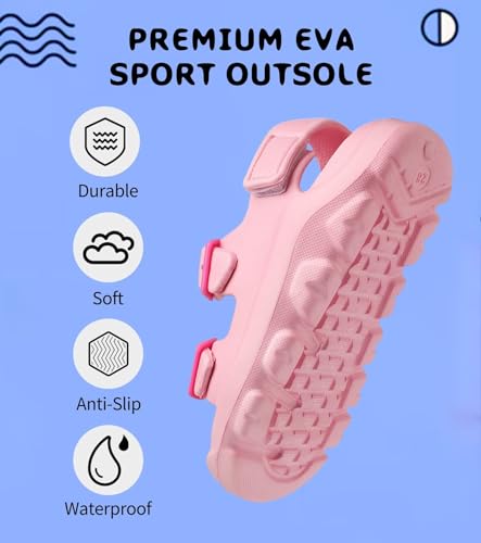 Image of Boys Girls Toddler Little Kid Sandals Buckle Adjustable Water Sandal With Hook Loop Back Strap(Toddler 5-Little Kid 12)