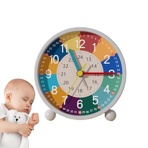 子供用目覚まし時計 - 子供用目覚まし時計 | かわいい合金の子供用時計 くっきりとした音、USB充電ヴィンテージ時計 スマートチップでノイズなし カラーブロックパーティション 分目盛り、子供用の魅力的な時計