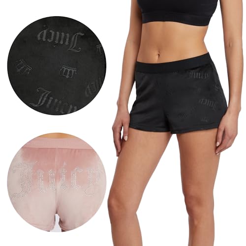 Image of Juicy Couture Women's Velvet Fleece Pajama Shorts, Designer Sleep and Lounge Shorts for Women