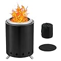 BRIAN & DANY Solo Fire Pit with Stand, Smokeless Firepit for Outside, Stainless Steel Personal Stove Bonfire Fueled by Pellets or Wood, Birthday Gifts, Housewarming Gift - 5.9in x 8.2in,Black