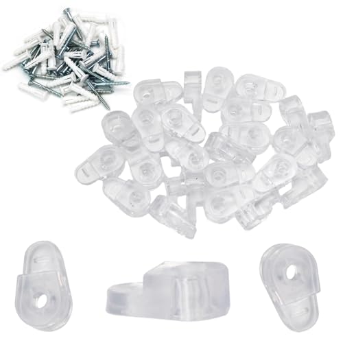Image of 25pcs Glass Retainer Clips, Plastic Mirror Holder Clips, Clear Mirror Mounting Clips Hanging Hardware for Fixing Window Glass Cabinet Door