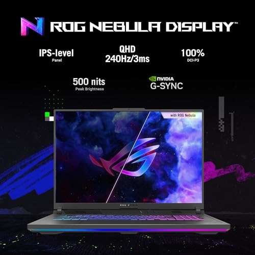 Image of ASUS ROG Strix G18 (2024) Gaming Laptop, 18 inch ROG Nebula Display 16:10 QHD 240Hz /3ms, NVIDIA GeForce RTX 4060, Intel Core i7-13650HX, 16GB DDR5, 2TB PCIe Gen4 SSD, Wi-Fi 6E, Windows 11, G814JV-RS75