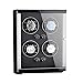 Boîte à montres Vitrine de rangement Remontoir pour 4 montres automatiques avec oreillers en mousse à mémoire de forme avec 5 modes de rotation Coque en bois Peinture pour piano Extérieur Moteur extr