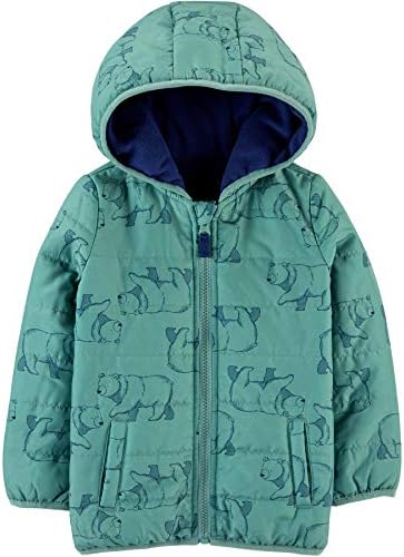 Simple Joys by Carter's Baby Boys' Puffer Jacket, Green, Bear, 18 Months