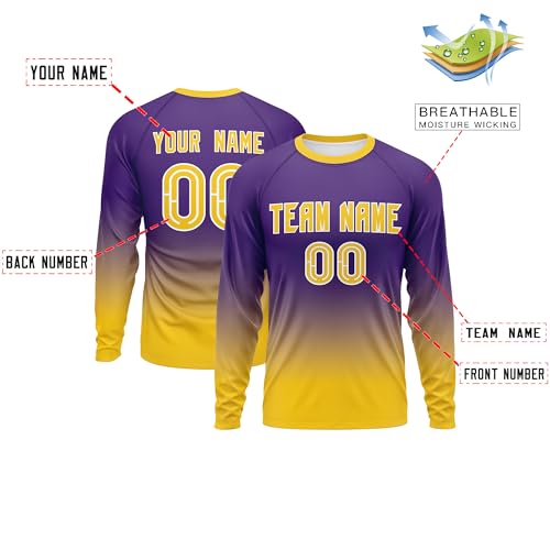 KXK Custom Gradient Baseball Shirt Long Sleeve Team Jersey Personalized Printed Name Number for Men Women Youth miniatura 3
