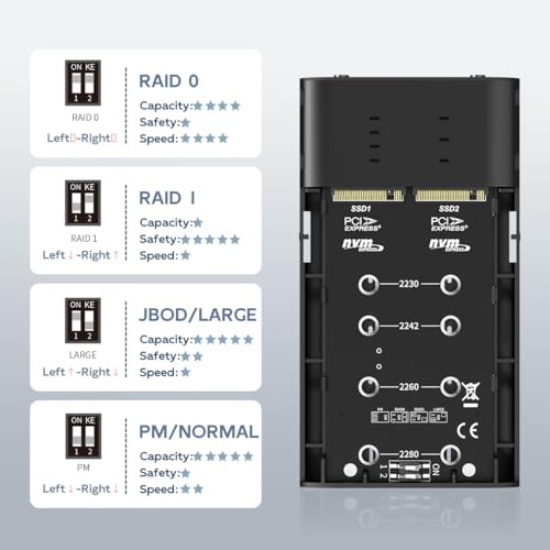 Carcasa M.2 NVMe PCIe Raid con modos RAID 0 1 y velocidad de 20 Gbps para duplicar tu rendimiento 3