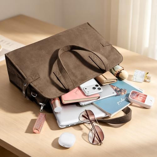 KALIDI Suede Tote Bag with Zipper Women’s Purses Handbags for Work Travel, Coffee by KALIDI FANCY FOREST - Used condition - Image 5