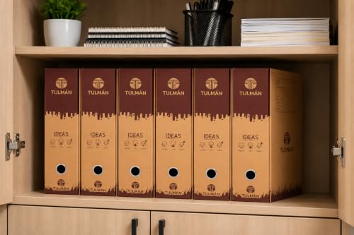 Image of TULMAN Lever Arch Binder Box File Folder (Pack of 6) | A4 & Legal Size Document Organizer | 35 x 9 x 28 cm Khakhi Certificate Holder | Heavy Duty Office & School File Storage