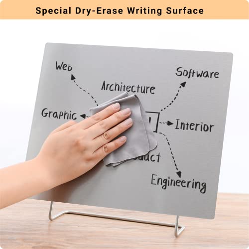 Large Magnetic Bulletin Board – Dry Erase Memo Board With Stand – Metal Easel For Magnet Display – 12X10 Inches + 4 Magnets #TOP4
